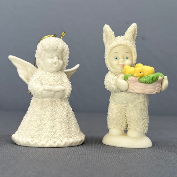 VTG Dept 56 Snowbabies A Basket of Joy Lincolnshirt Snowjade Angel Ornament Lot - Picture 1 of 16